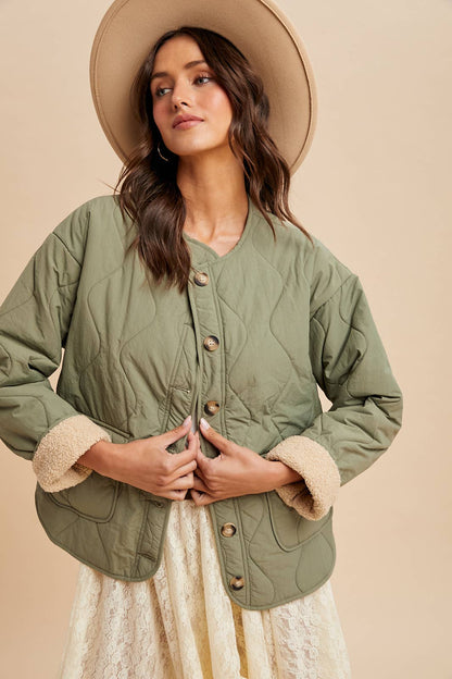 Quilted Sherpa Lined Puffer Jacket