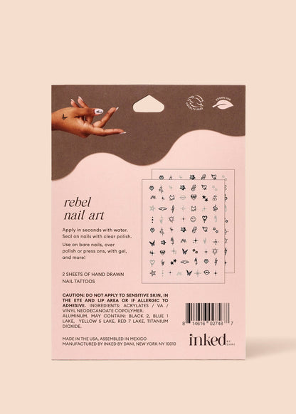 Rebel Nail Art Temporary Tattoo Pack