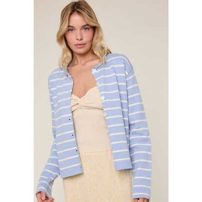 Ember Simple Striped Button Up Sweater