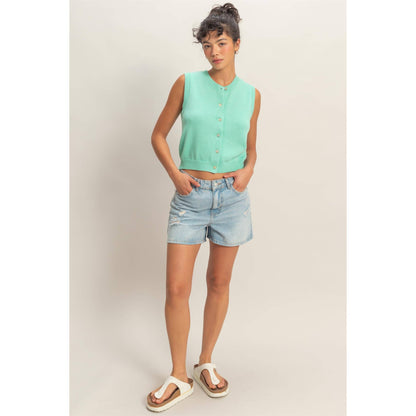 Button Up Sleeveless Cardigan