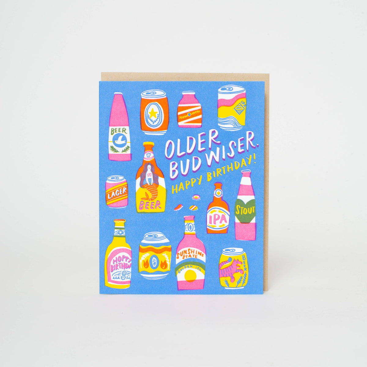 Bud Wiser Birthday Punny Letterpress Greeting Card by Hello!Lucky