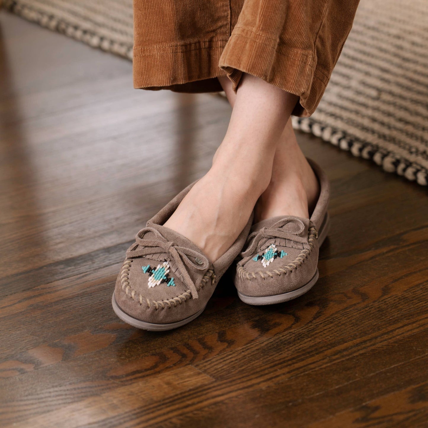 Women's Nizhoni Suede Beaded Moccasins