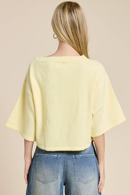Wide Sleeve Button Front Knit Cardi