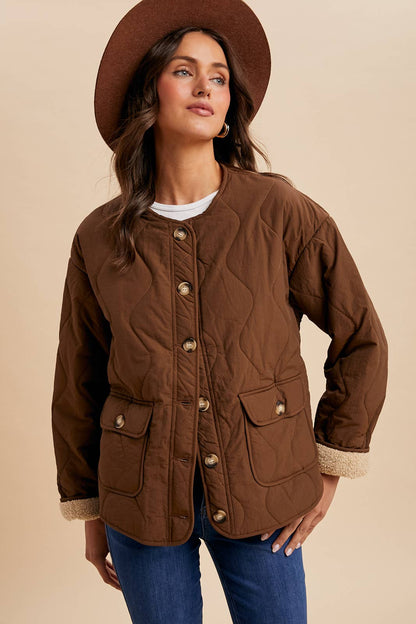 Quilted Sherpa Lined Puffer Jacket