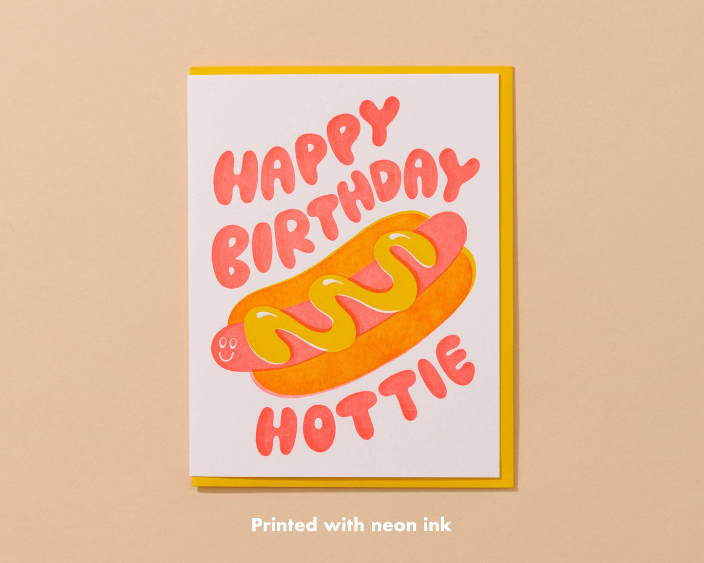 Letterpress Hottie Hot Dog Bday Card