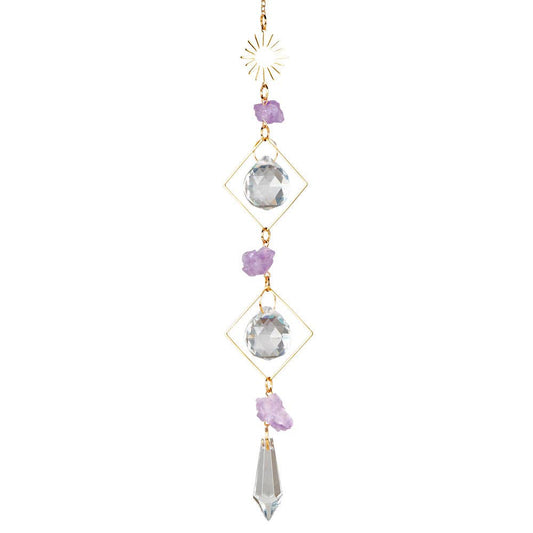 SUN WITH AMETHYST & DOUBLE DIAMOND CRYSTAL SUNCATCHER