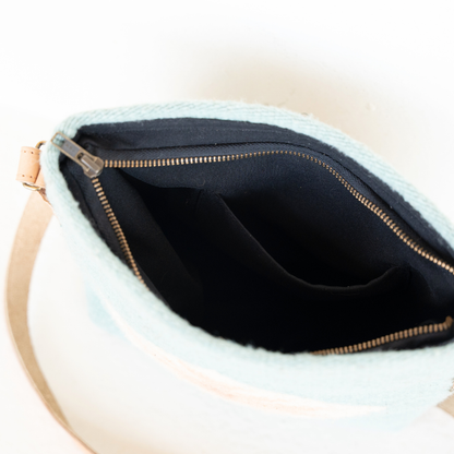 Flor de Cielo Zapotec Wool Crossbody–Leather Trim