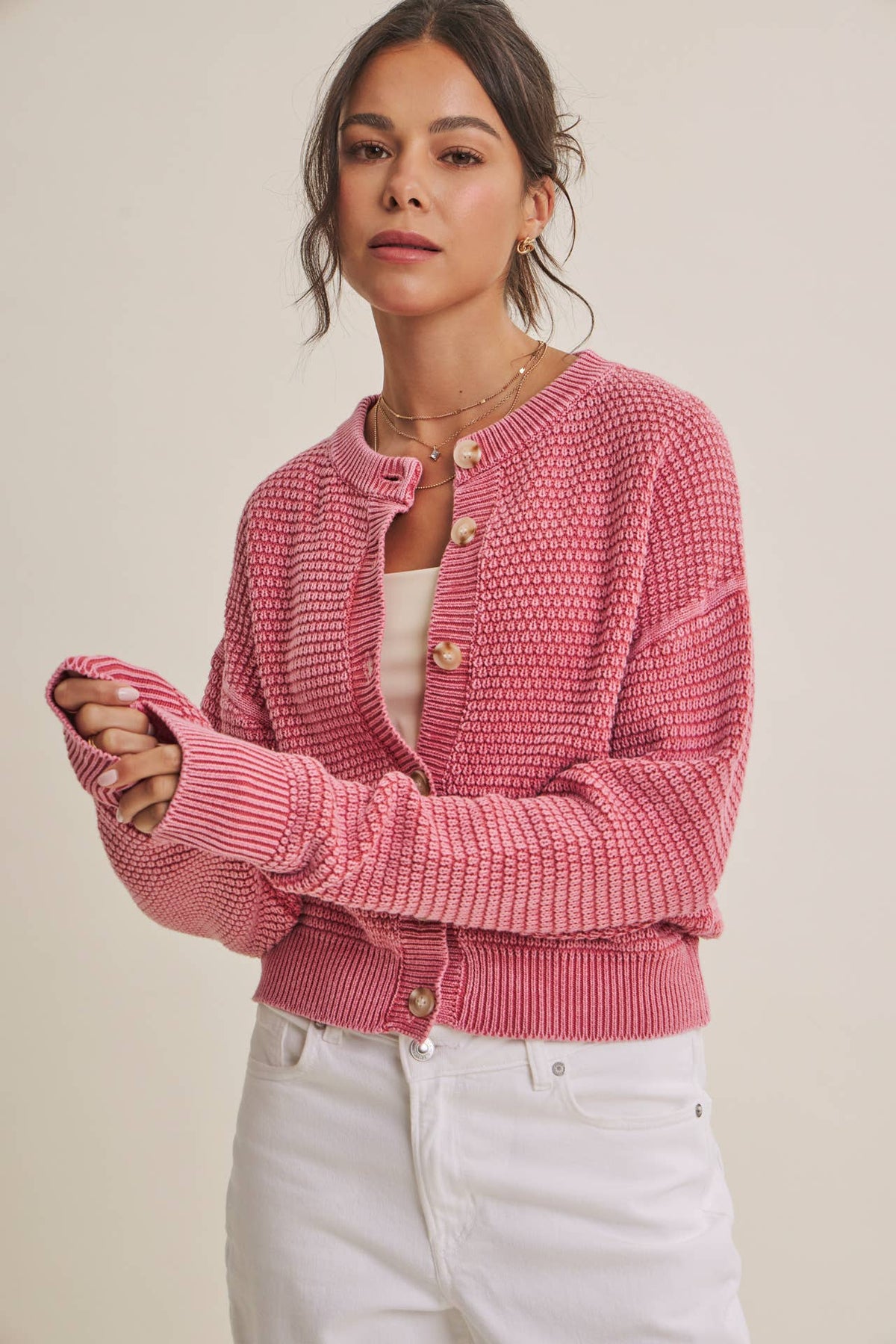 Mineral Waffle Cardigan