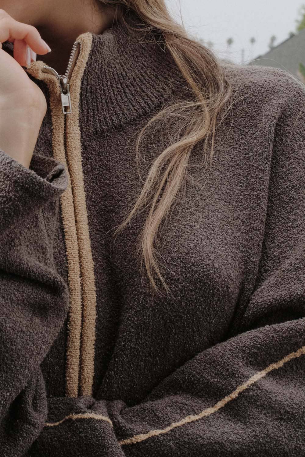 Textured Knit Half-Zip Mock-Neck Sweater