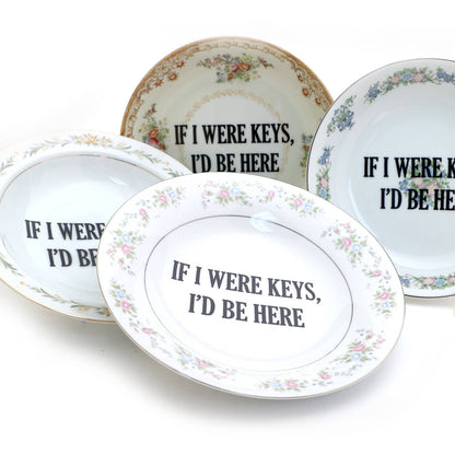 Vintage Upcycled "If I Were Keys" 8 Inch Bowl