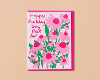 Letterpress Best Bud Bday Card