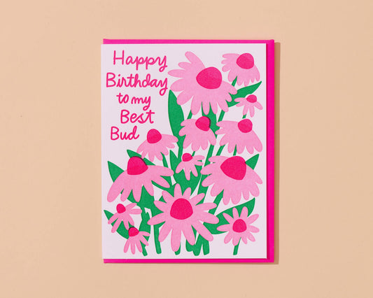Letterpress Best Bud Bday Card