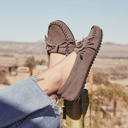 Women's Suede Kilty Moccasin Loafer Shoe