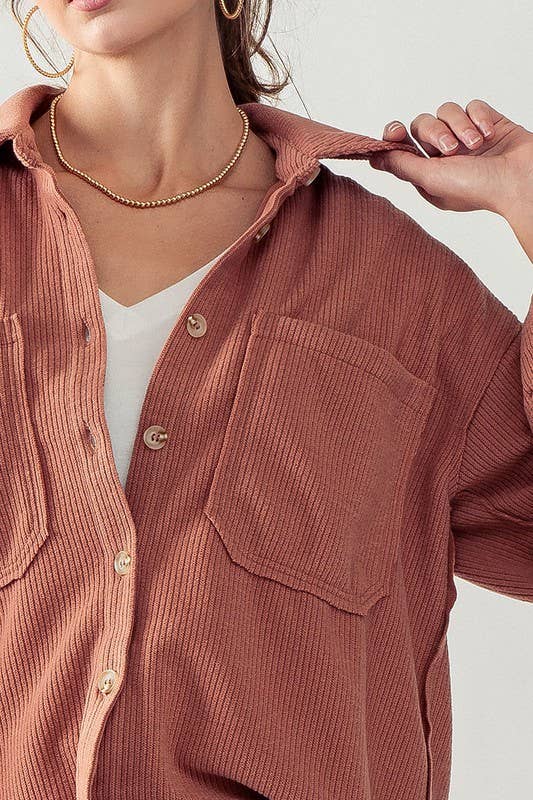 Soft and Stretchy Cord Button Up