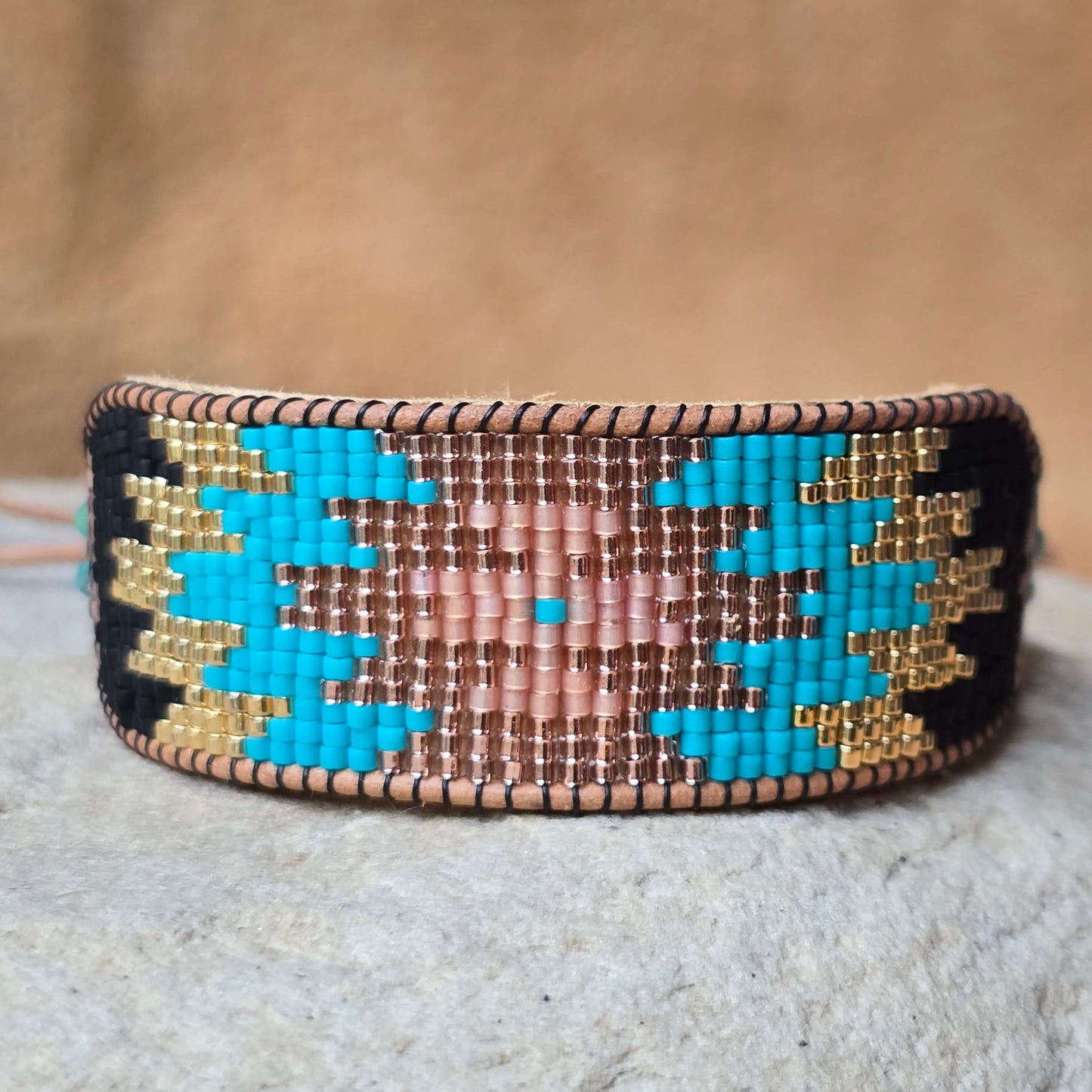 Echoed Truth Warrior Turquoise Large Beaded Cuff Bracelet