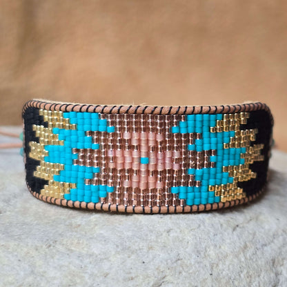 Echoed Truth Warrior Turquoise Large Beaded Cuff Bracelet