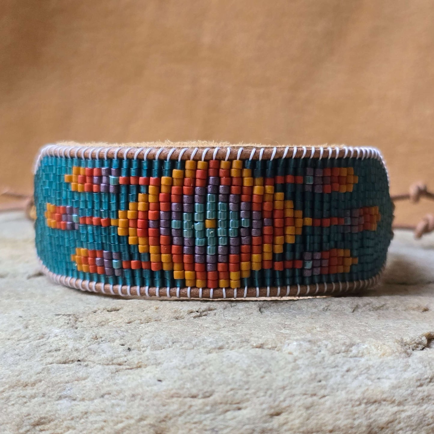 Leo Dream Catcher Citrine Large Beaded Cuff Bracelet