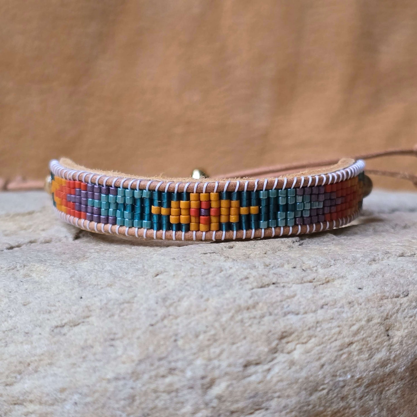 Leo Third Eye Citrine Small Beaded Cuff Bracelet