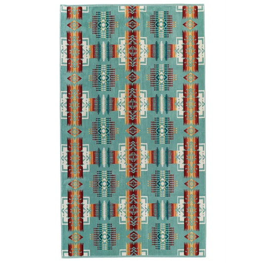 Pendleton Oversized Jacquard Spa Towel In Aqua