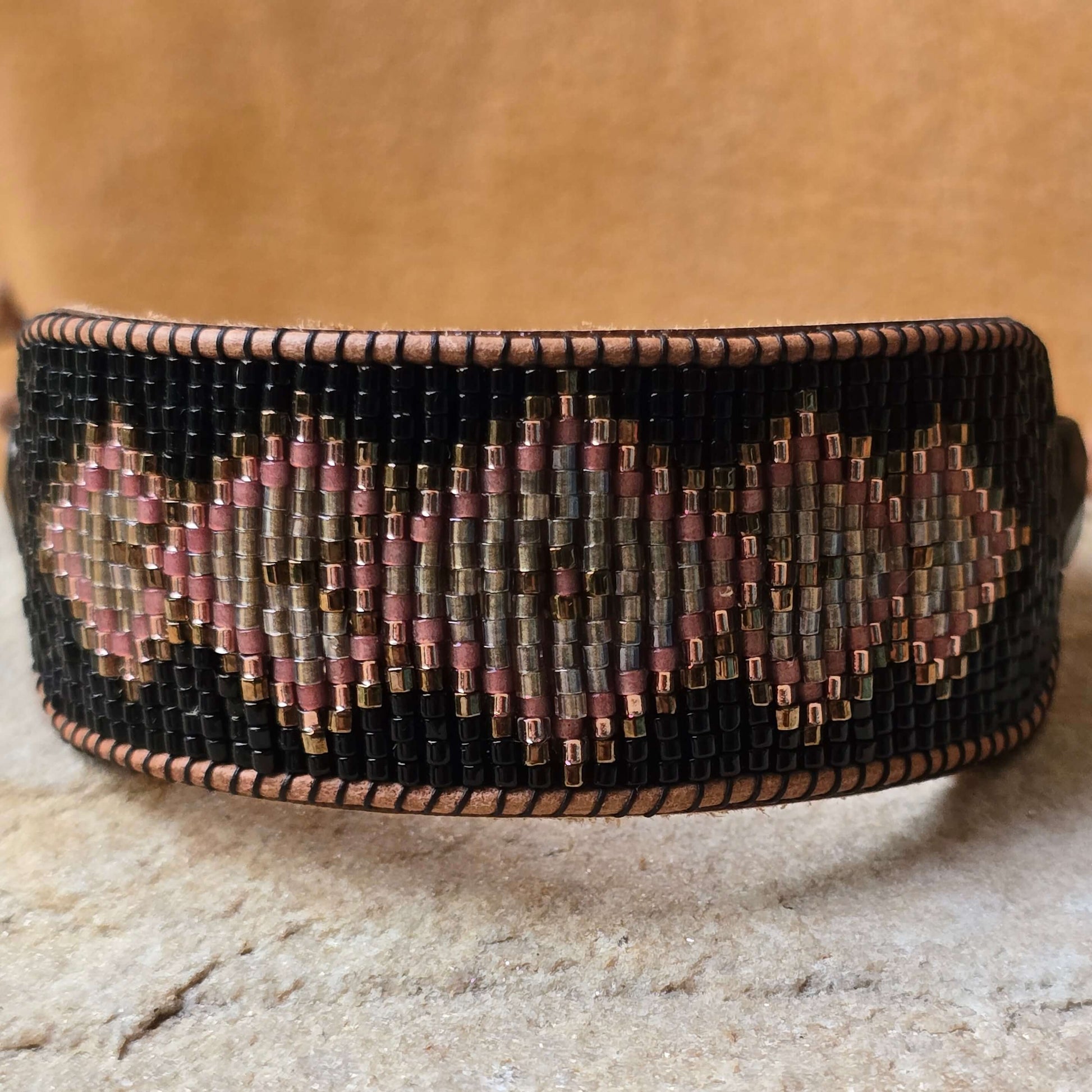 Rooted Radiance Fifth Dimension Garnet Large Beaded Cuff Bracelet