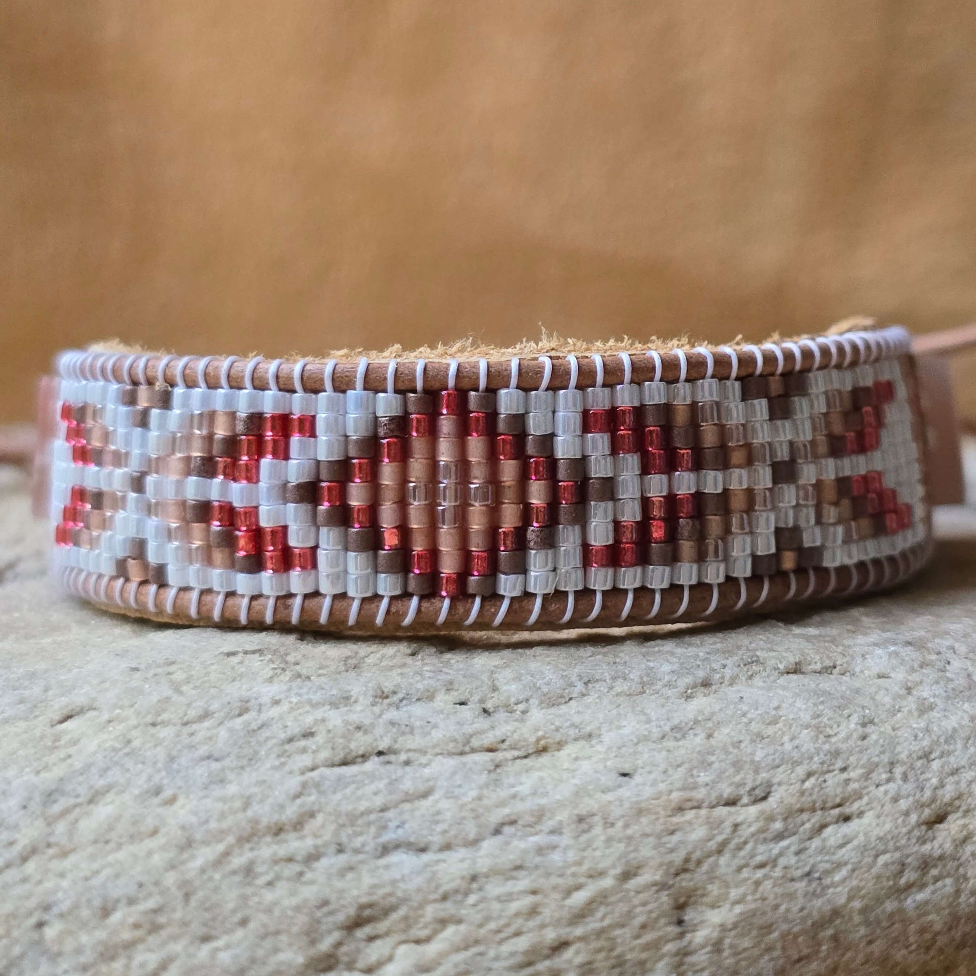 Sacral Harvest Glow Flight of the Butterfly Peach Moonstone Medium Beaded Cuff Bracelet