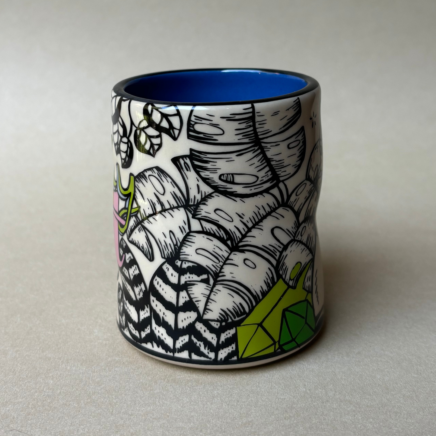 Lucky Cat & Houseplant Mug - Large
