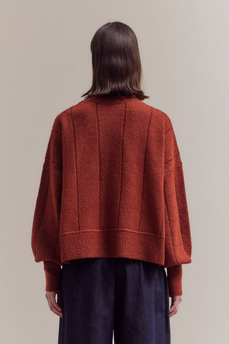 Textured Grid Knit Sweater