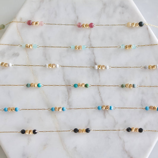 Gemstone Round Beaded Necklace