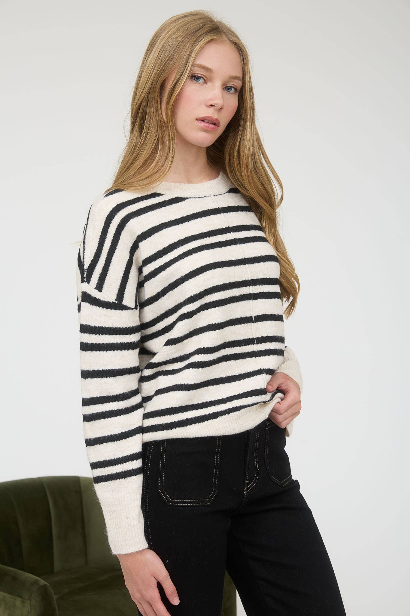 Stripe Front Seam Sweater