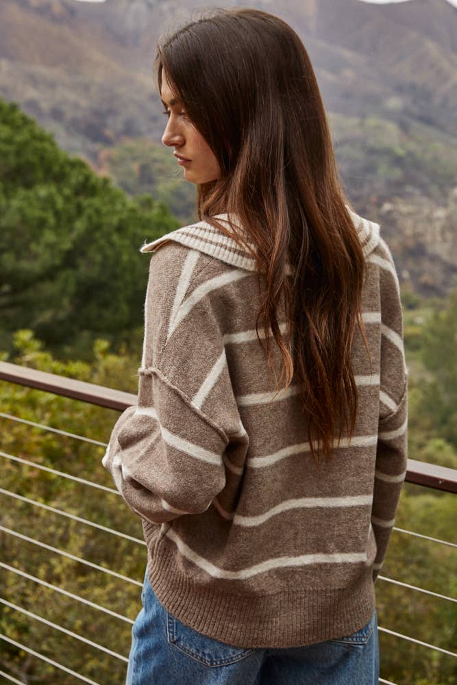 The Weekend Stripe Polo Sweater