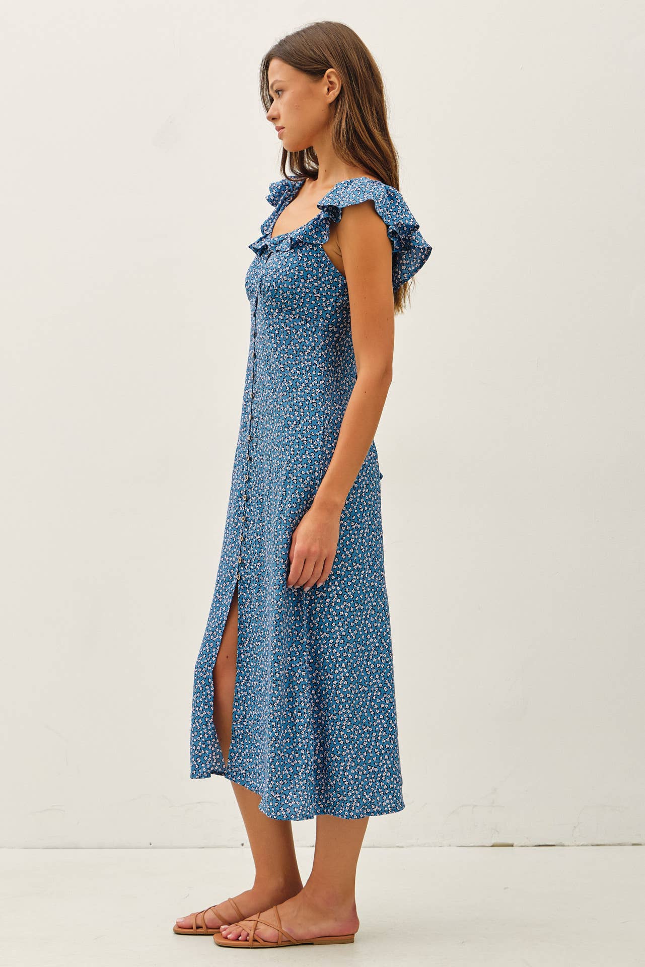 Ditsy Print Midi Dress