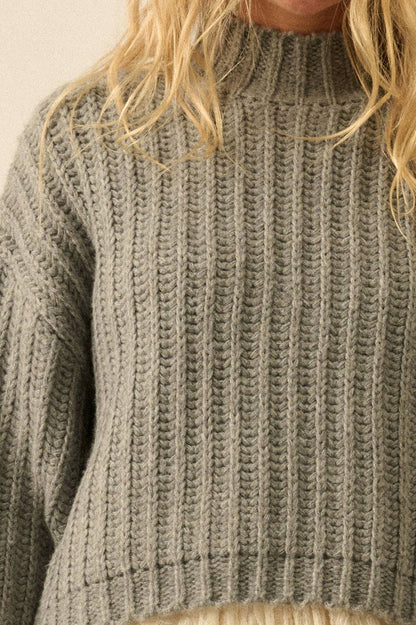 Essential Wide Sleeve Rib Knit Sweater
