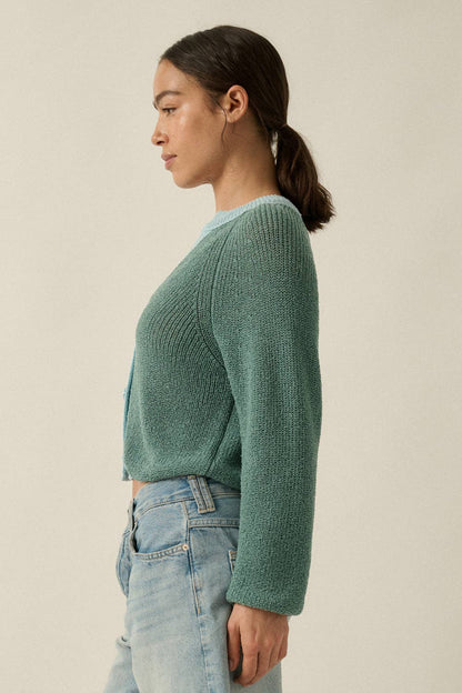 Best Selling Ribbed Knit Contrast Cardi