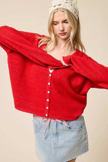 Soft V Neck Button Up Cardigan