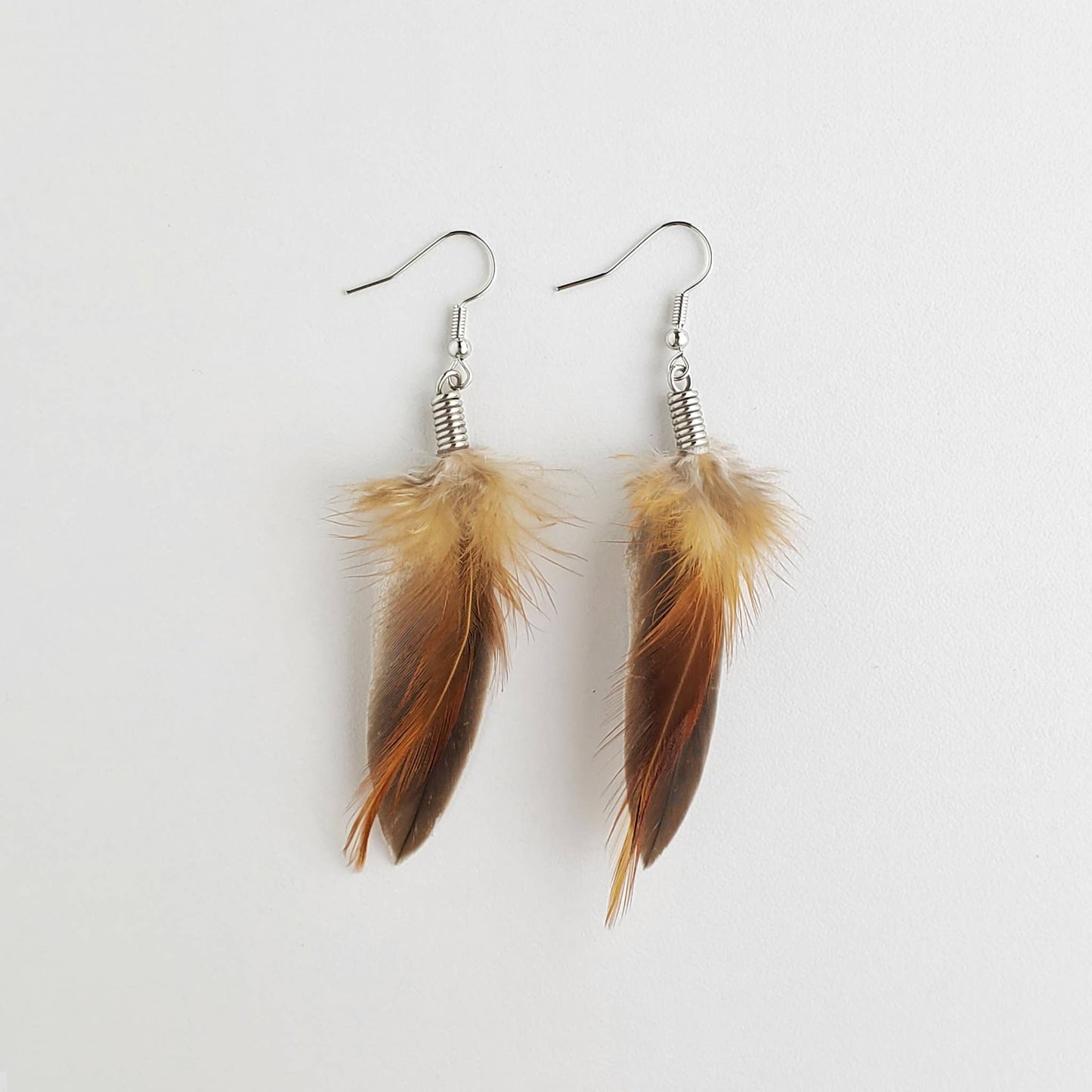 Small quill natural feather earrings