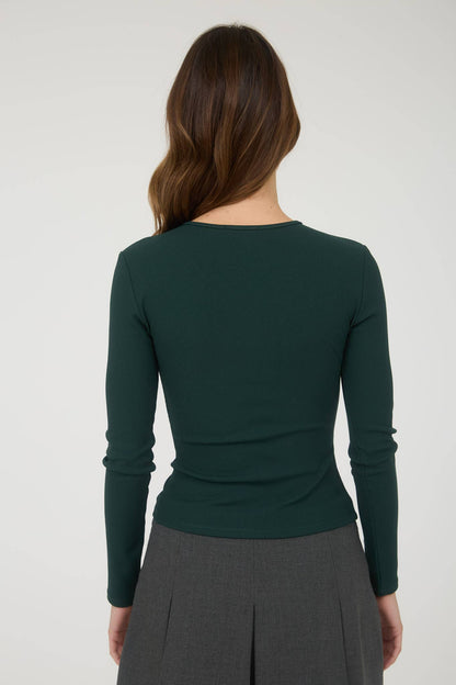 Ribbed Long Sleeve Button Down Knit Top