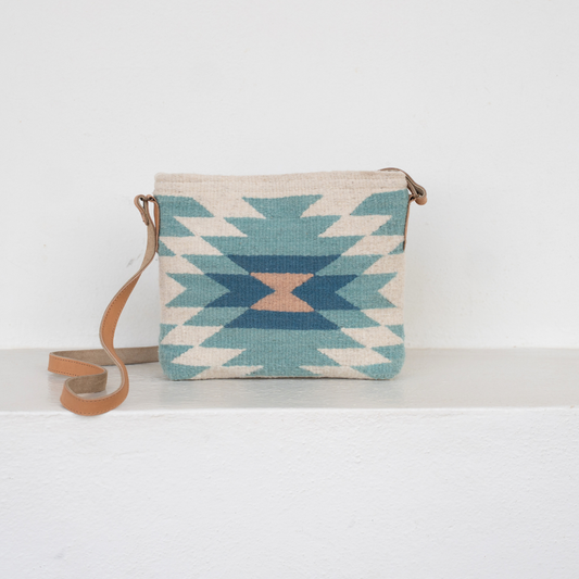 Viento Dulce Zapotec Wool Crossbody–Leather Trim