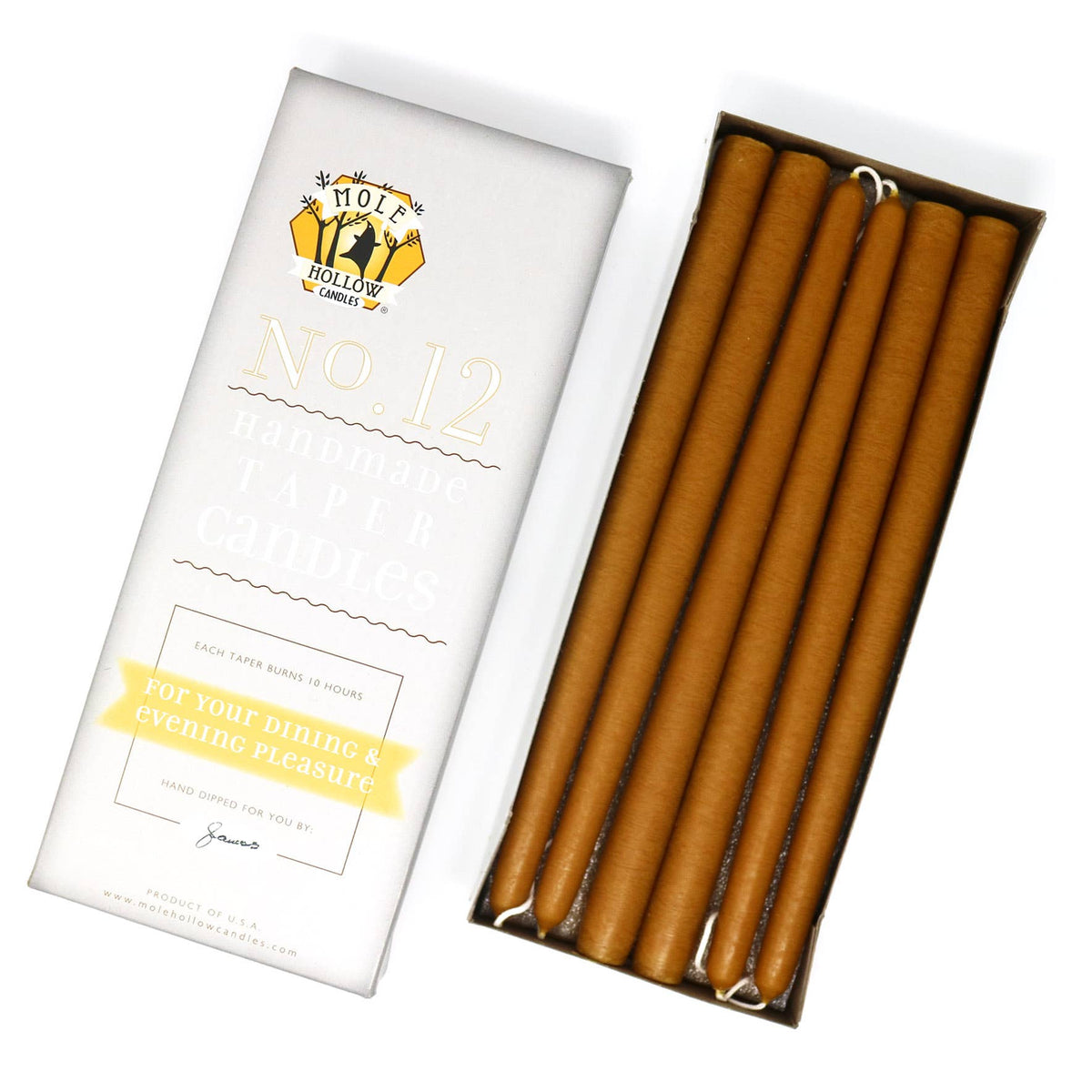 12" Hand Dipped Taper Candles USA Made