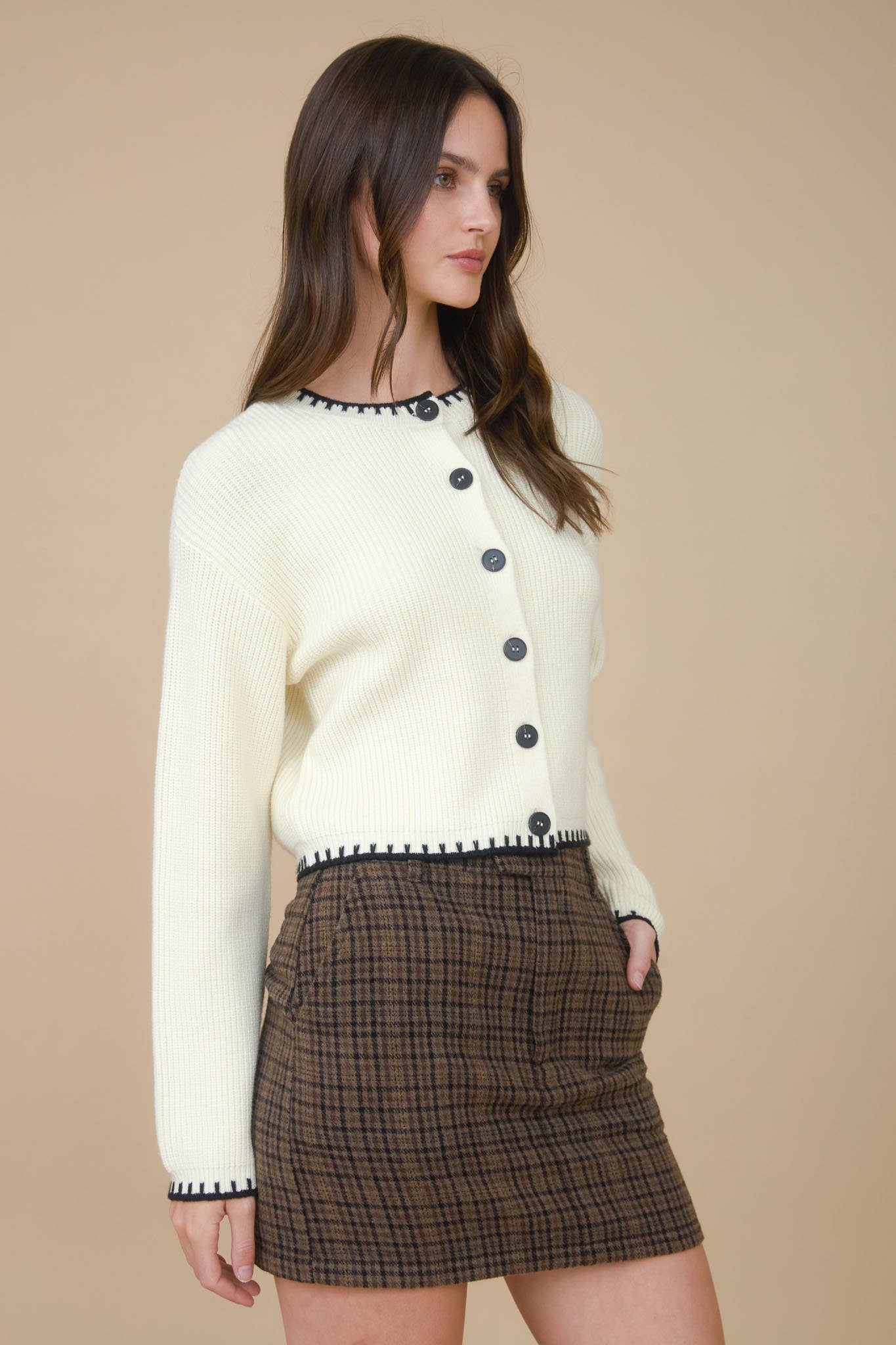 Contrast Stitch Cardi