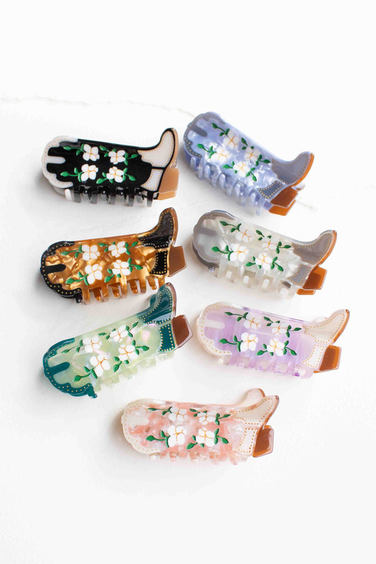 Magnolia Blossoms Western Boots Claw Clip