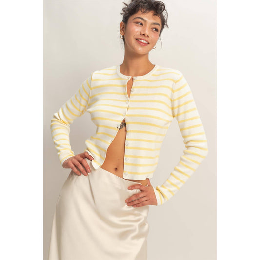 Striped Button-Up Cardigan