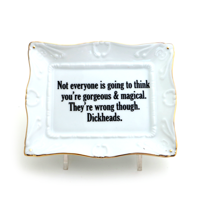 Porcelain Gorgeous and Magical tray with gold rim