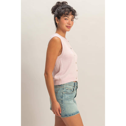 Button Up Sleeveless Cardigan
