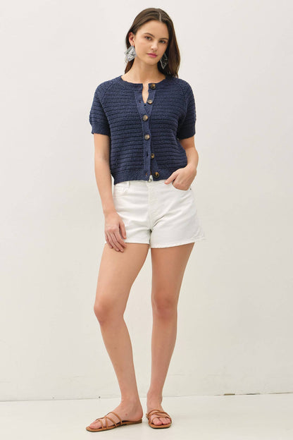 Short Sleeve Crochet Cardigan