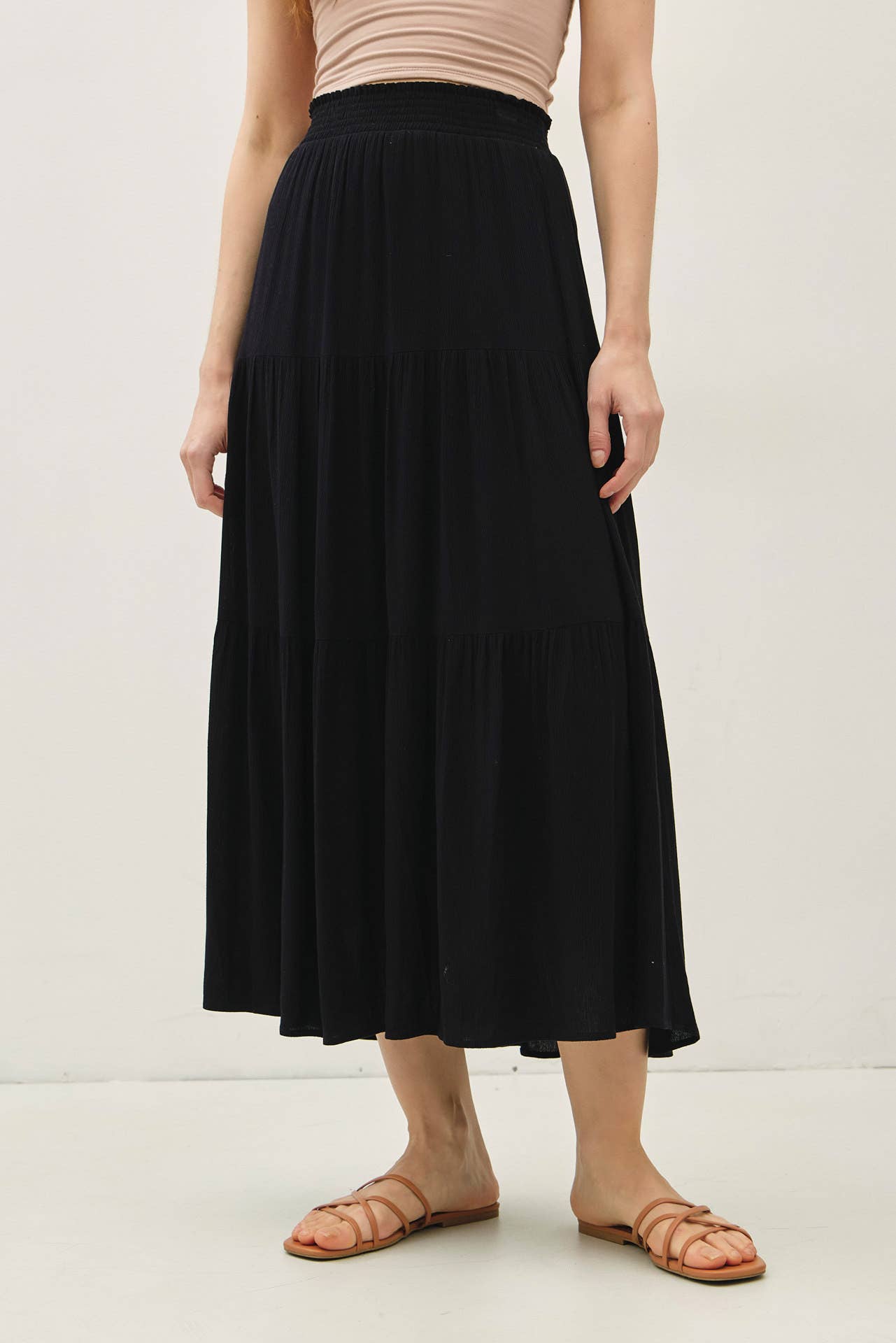 Smocked Waist Tiered Skirt