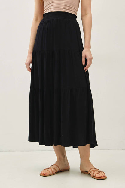 Smocked Waist Tiered Skirt