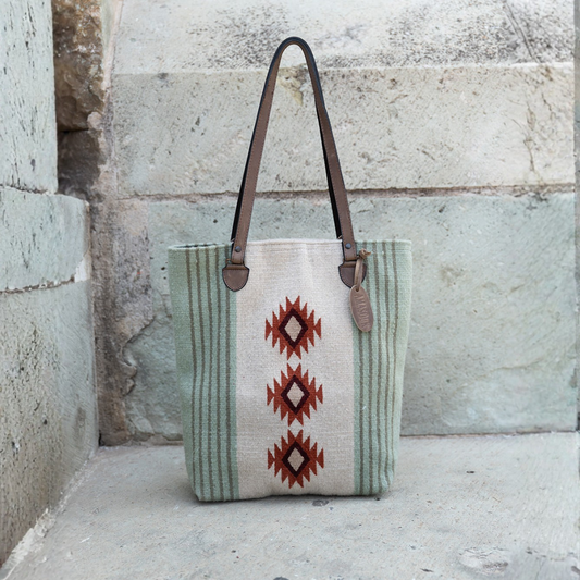 Primavera Wool Bucket Tote–Leather Strap