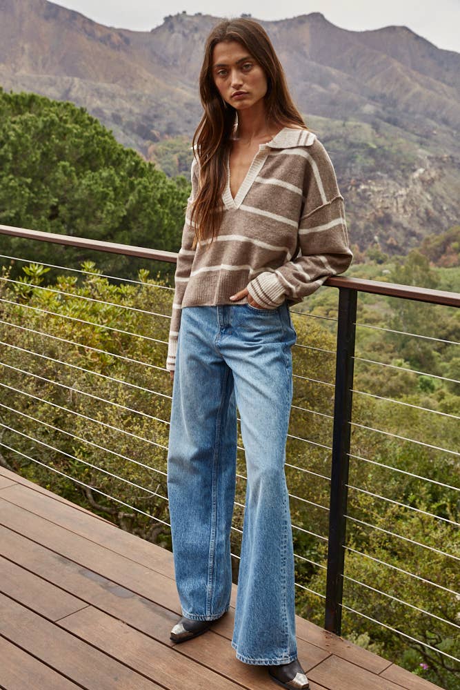 The Weekend Stripe Polo Sweater