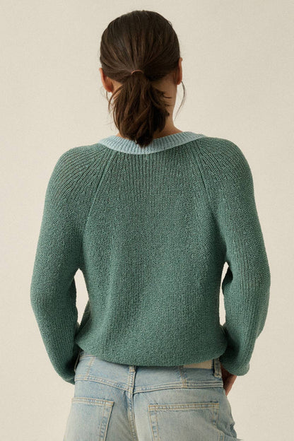 Best Selling Ribbed Knit Contrast Cardi