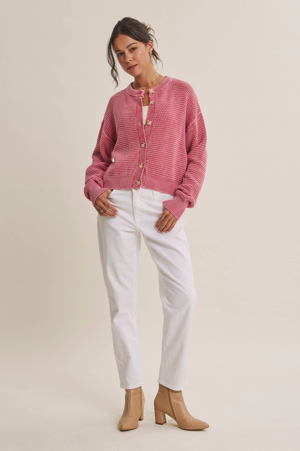 Mineral Waffle Cardigan